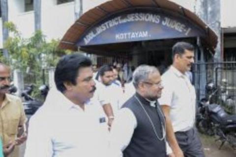 Bishop Franco Mulakkal of Jalandhar arrives at court in Kottayam, Kerala, on Nov 30, 2019, to stand trial in the rape of a nun. (M.A. Salam)