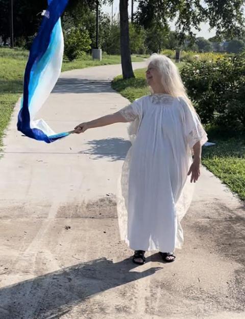 Sr. Martha Kirk of the Sisters of Charity of the Incarnate Word dances the Water Dance. (Courtesy of Martha A. Kirk)