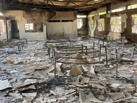 St. Paul's parish church and the pastoral center, after their destruction in the northeastern Indian state of Manipur (Courtesy of the Archdiocese of Imphal)