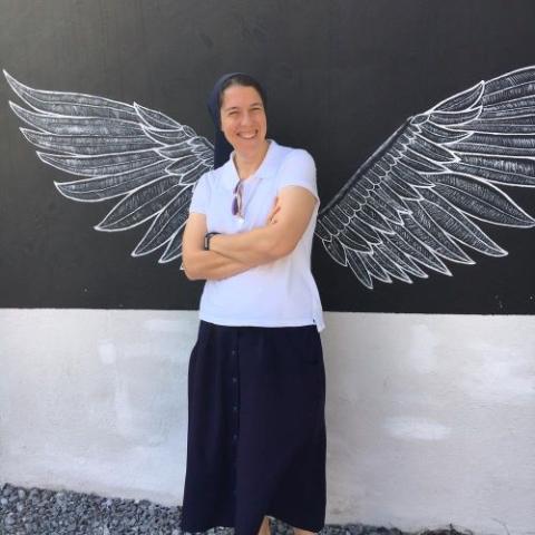  Sr. Liz Sjoberg poses in Matamoros, Mexico. (Courtesy of Proyecto Juan Diego)