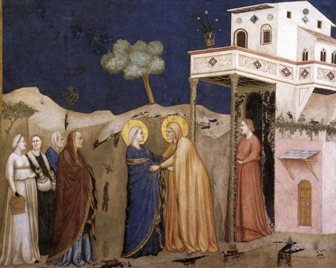 Giotto de Bondone, "The Visitation," circa 1310, Lower Basilica of St. Francis, Assisi (Wikmedia Commons)