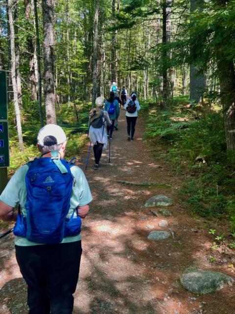 Hikers make their way along Indian Path Trail in Nova Scotia. 