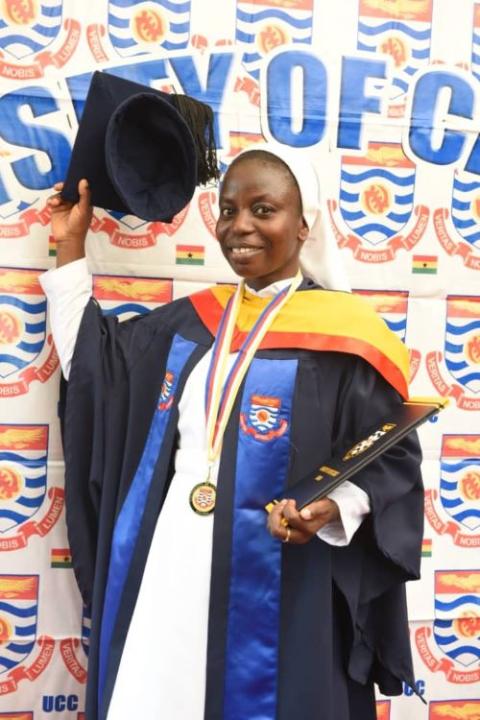 Sr. Mavis Ackaah Mensahis pictured during her graduation after an ASEC-sponsored course.