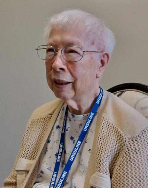 Sr. Kathleen Neely speaks about the 45 years she spent ministering in Peru. She now volunteers as a translator at the Family Community Clinic in Louisville, Kentucky. (GSR photo/Dan Stockman)