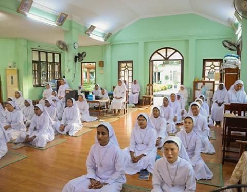 Servite Sisters seek forgiveness during meditation. (Courtesy of Stella Mary)