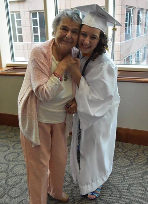 My maternal grandmother, Marie, and I smile and celebrate my high school graduation from a Catholic all-girls high school in Kentucky. (Courtesy of Michelle Wilcher Back)