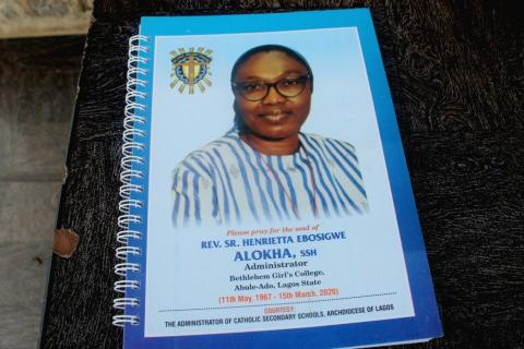 A booklet made in honor of Sacred Heart of Jesus Sr. Henrietta Alokha