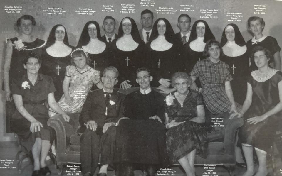 Family portrait includes six nuns.