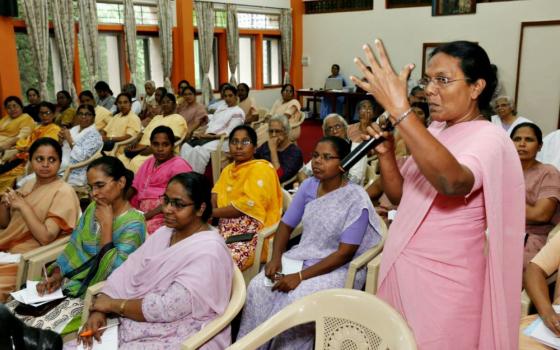 Sr. Fatima Kanickar, vice provincial of the Sisters of St. Joseph of Lyon, clarifies a point at the October national consultation on "Women in the Church: Reading the Signs of the Time" at Ishvani Kendra, Pune, western India. (Saji Thomas)