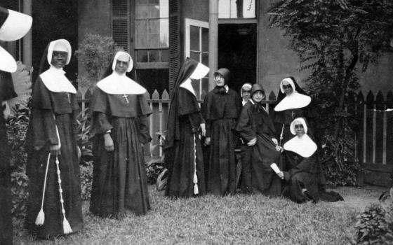 Sisters of the Holy Family, in the white-and-black veils, and Sisters of Charity of Seton Hill, in the black caps, in New Orleans in the 1920s. (Courtesy of the Archives of the Sisters of Charity of Seton Hill)