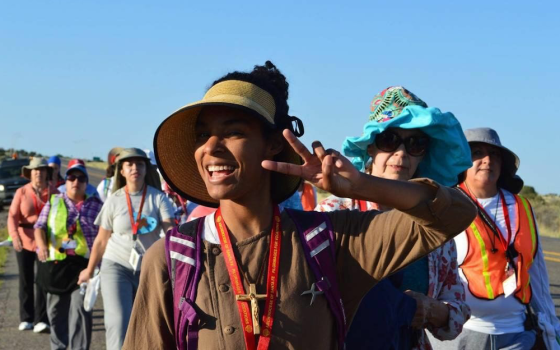 Sr. Desiré Findlay, a Felician sister and vocation outreach minister for Our Lady of Hope province, takes a 100-mile pilgrimage walk through New Mexico