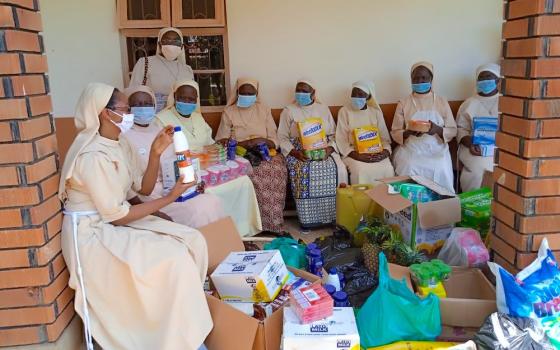 A group of Little Sisters of St. Francis learn about various ways of protecting themselves from COVID-19. (Association of Consecrated Women in Eastern and Central Africa)