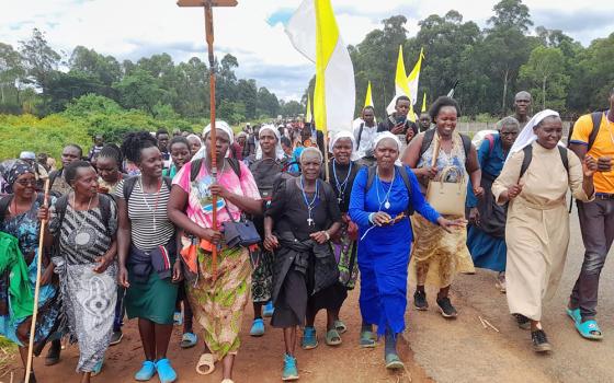 Catholic sisters are among the first group of pilgrims by foot from Kenya destined for Namugongo Catholic Shrine in Kampala, ahead of Uganda’s Martyrs Day celebrations on June 3. (GSR photo/John Mondoh)