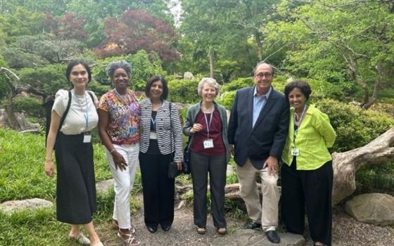 The board of directors for the Conrad N. Hilton Foundation gathered in Birmingham, Alabama, to discuss the board's equity fund. Sr. Joyce Meyer is third from right. (Courtesy of Shaheen Kassim-Lakha)