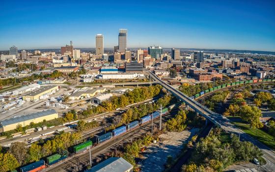 A view of the skyline of Omaha, Nebraska: Asylum seekers from as far away as Venezuela, Cuba, Colombia and Sierra Leone are building new lives with the assistance of the nonprofit organization Omaha Welcomes the Stranger. (Dreamstime/Wirestock)