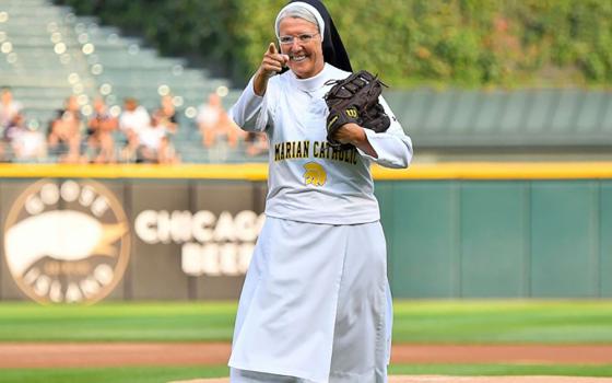 Sr. Mary Jo Sobieck, a Dominican Sister of Springfield, Illinois,, at a White Sox game in Chicago on Aug. 18, 2018. (Mary Jo Sobieck)