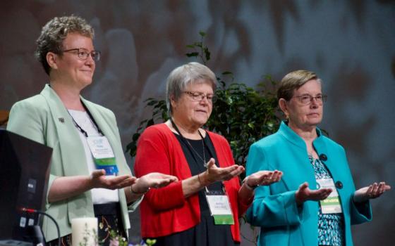 Three women, with Vicky Larson at left 