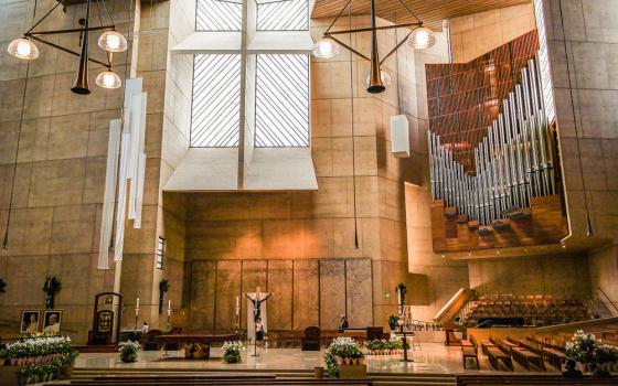  A view of the interior of the Cathedral of Our Lady of the Angels in Los Angeles. The Los Angeles Archdiocese announced Oct. 17 that it had agreed to settle a sexual abuse class action lawsuit for $880 million. (Wikimedia Commons/Visitor7)