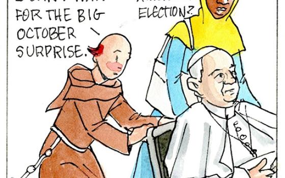 Francis, the comic strip: Gabby and Brother Leo are looking forward to a surprising October. 