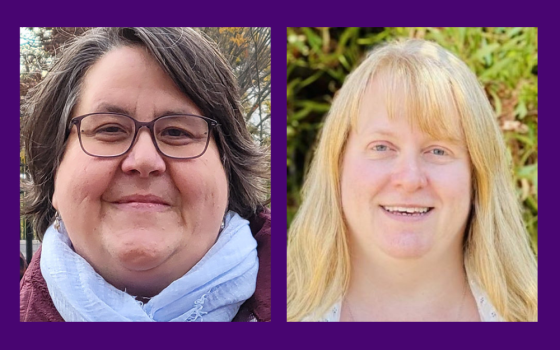 Srs. Susan Rose Francois, left, and Juliet Mousseau are the co-editors of "Reseeding Religious Life Through Global Sisterhood." (GSR graphic/Courtesy photos)