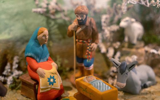 A Nativity set from the Charlevoix region of Canada's Quebec province is displayed at the University of Dayton in Ohio Dec. 2, 2019. The feast of the Holy Family is traditionally celebrated the Sunday after Christmas. (CNS/Katie Rutter)