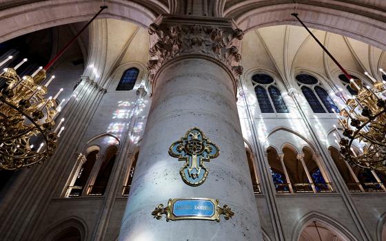 This is a view inside the Notre Dame Cathedral in Paris on Nov. 29. The cathedral is set to reopen in early December, with a planned weekend of ceremonies on Dec. 7 and 8, five years after the 2019 fire that ravaged the world heritage landmark. (OSV News/Stephane De Sakutin, pool via Reuters)