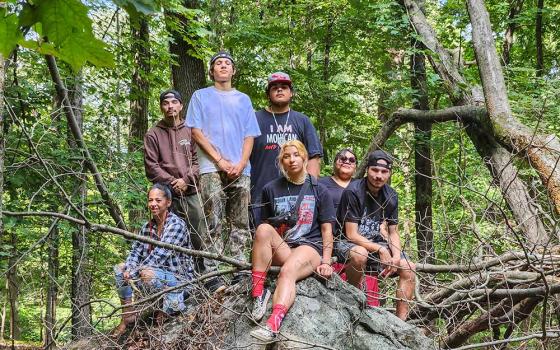 Some of the young people of the Stockbridge-Munsee Community Band of Mohican Indians in Wisconsin, during an Aug. 30 outing to the Buttonhook Forest property in Chappaqua, New York. The visit of young people was shepherded by the Dominican Sisters of Hope, whose sponsored ministry, the Center at Mariandale, hosted the visitors. (GSR photo/Chris Herlinger)