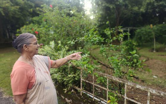 Medical Mission Sr. Eliza Kuppozhackel, the founder of Ayushya Centre for Healing and Integration, poses outside the center at Changanacherry in the southwestern Indian state of Kerala, which was once the congregation's novitiate. (Thomas Scaria)