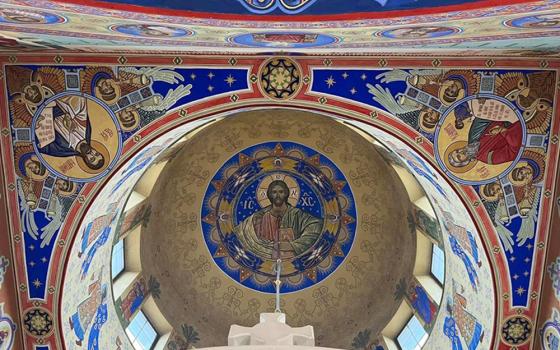 Christ Pantocrator, surrounded by the four Evangelists, depicted inside the Church of The Entry of the Most Holy Theotokos into the Temple in Zhytomyr, Ukraine. (Courtesy of Emanujila Vishka)