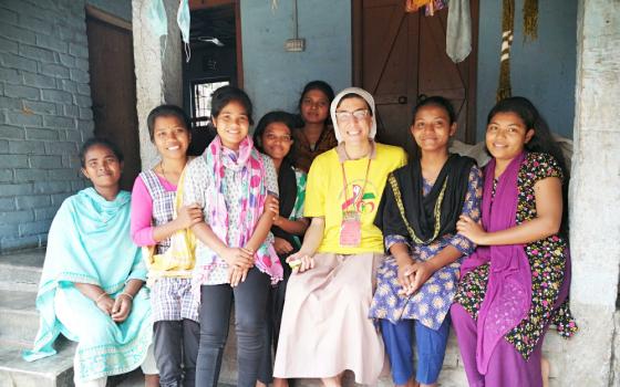 Sr. Lorenza Raffaella Radini visits a rural Indigenous village while she attends national youth day in the Dinajpur diocese. (Stephan Uttom Rozario)