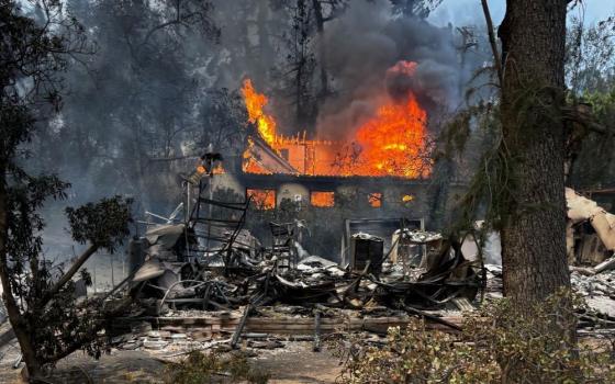 A home burns in Altadena, California, following the Eaton Fire, which began Jan. 7. (OSV News/Courtesy of Trena Spurlock)