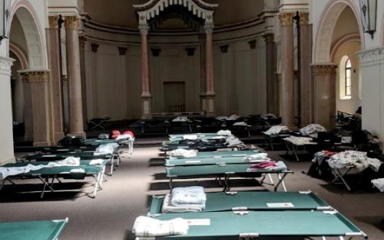 A sanctuary filled with cots for refugees is seen in Tucson, Arizona. (Franciscan Sisters of Perpetual Adoration)