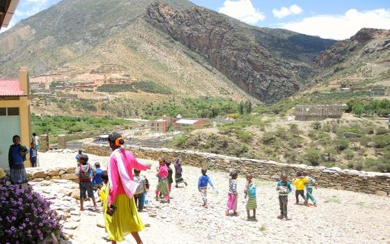 The landscape of Dawhan, Ethiopia, is seen beyond the Catholic kindergarten in 2016. (GSR photo/Melanie Lidman)