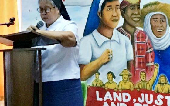 Sr. Emma Teresita Cupin of the Missionary Sisters of Mary gives her speech at the 50th founding anniversary celebration of the Rural Missionaries of the Philippines Aug. 13. (Provided photo)