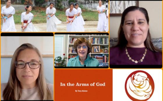 Images from the Church of Our Lady of Loretto's Zoom liturgy, which was held March 22, 2020, through June 20, 2021 (Screenshots courtesy of Sisters of the Holy Cross and Jane Pitz)