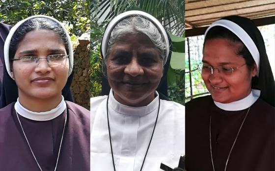 From left: Missionaries of Jesus Sr. Neena Rose; Franciscan Clarist Sr. Lissy Vadakkel; Missionaries of Jesus Sr. Anupama Kelamangalathuveli (Photos by Saji Thomas)