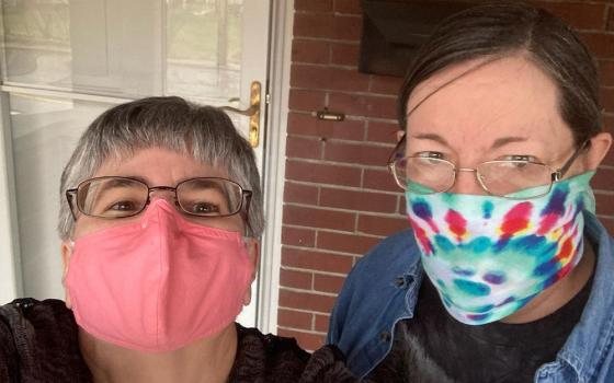 Franciscan Sr. Caryn Crook, left, and Julie A. Ferraro set out from the House of Discernment for a breath of air. The house is sponsored by the Sisters of St. Francis of the Neumann Communities in Pittsburgh. (Caryn Crook)