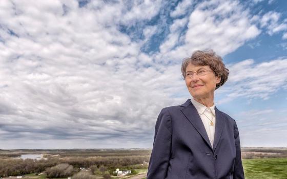 Benedictine Sr. Thomas Welder in the North Dakota prairie (Courtesy of University of Mary/Jerry Anderson)