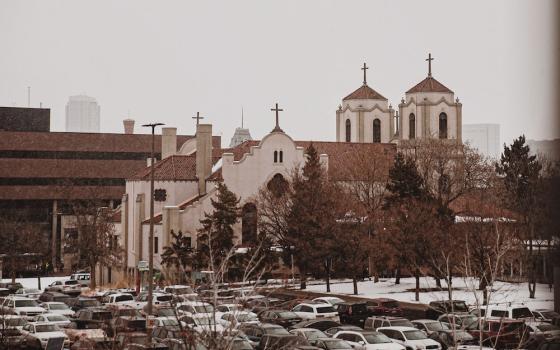 church with a full parking lot